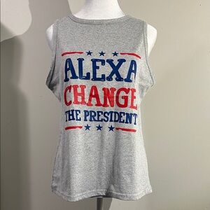 Gray Sleeveless Graphic Top